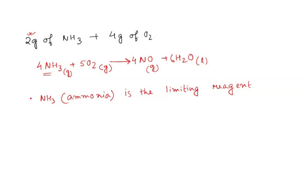 SOLVED: A 2.00 kg sample of ammonia is mixed with 4.00 kg of oxygen ...