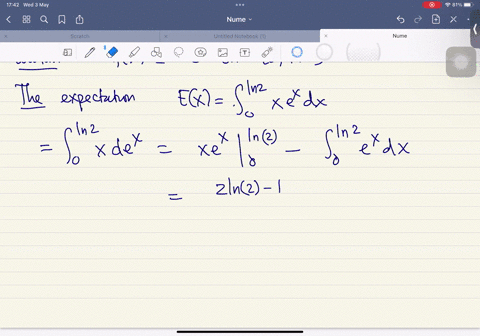 find-the-expected-value-ex-the-variance-varx-and-the-standard-deviation-x-for-the-density-function-round-your-answers-to-four-decimal-places-fx-ex-on-0-ln-2-ex-varx-x
