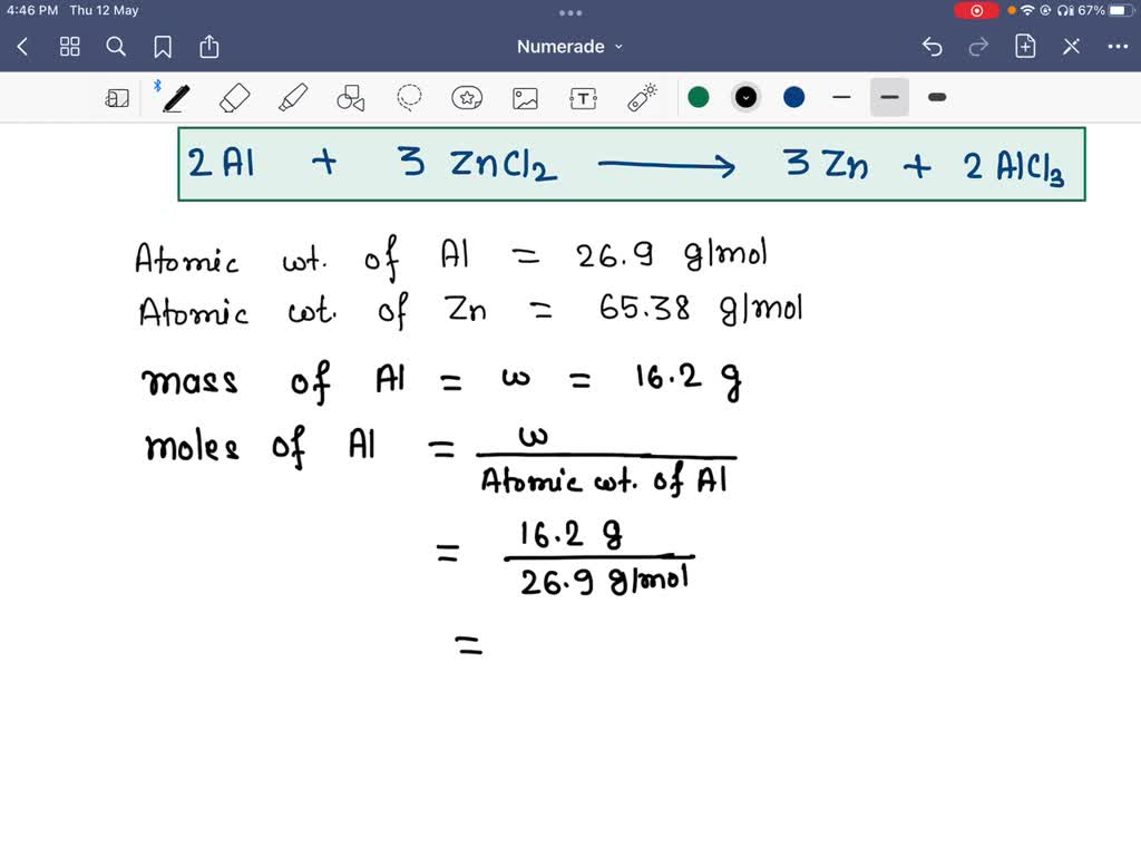 SOLVED Aluminum metal reacts with zinc chloride to produce zinc metal
