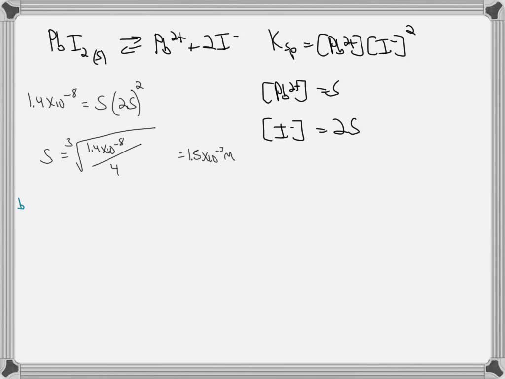 SOLVED Lead iodide (PbI2) dissociates in solution according to the