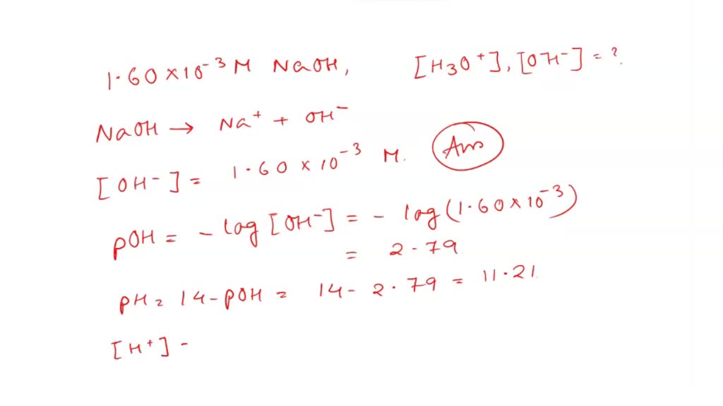 Solved 1 Practice Work With H3o And Oh A Calculate The