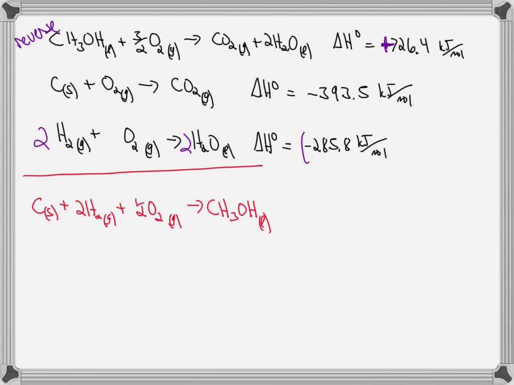 SOLVED: 3. From the following heats of combustion, CH3OH (l) + 3/2 O2 ...