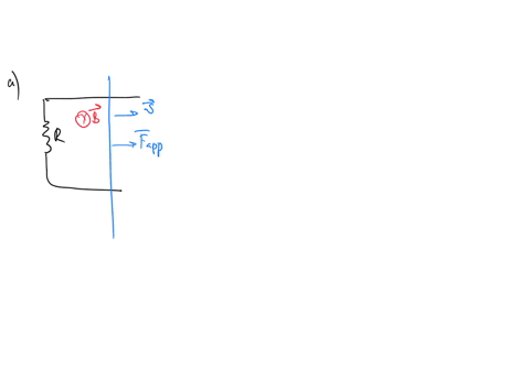 a-bar-mass-m-slides-with-constant-speed-to-the-right-on-frictionless-perfectly-conducting-rails-a-resistor-r-is-connected-between-the-rails-as-shown-uniform-magnetic-field-b-is-directed-into-36544