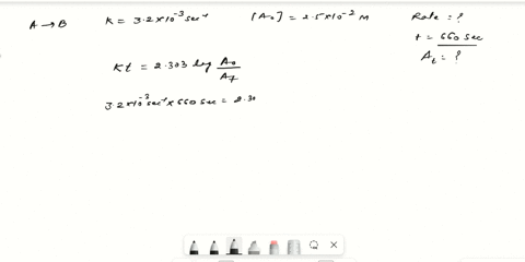 a-first-order-reaction-a-b-has-the-rate-constant-k-32-10-3-s-1-if-the-initial-concentration-of-a-is-25-10-2-m-what-is-the-rate-of-the-reaction-at-t-660-s-68976