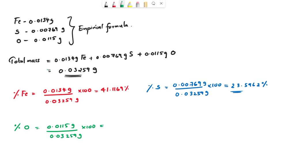 solved-what-is-the-empirical-formula-for-a-compound-which-contains-0-0134-g-of-iron-0-00769-g