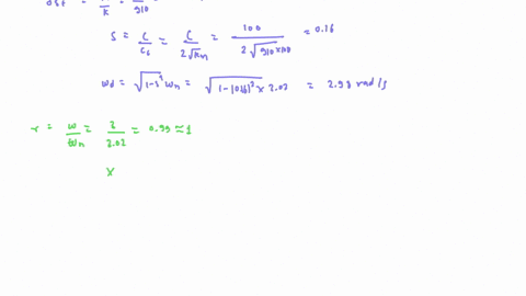 a-damped-spring-mass-system-with-values-of-c-100-kgs-m-100-kg-and-k-910-nm-is-subjected-to-a-force-of-10-cos-3t-n-the-system-is-also-subjected-to-initial-conditions-x0-0001-m-and-v0-002-mms-94684