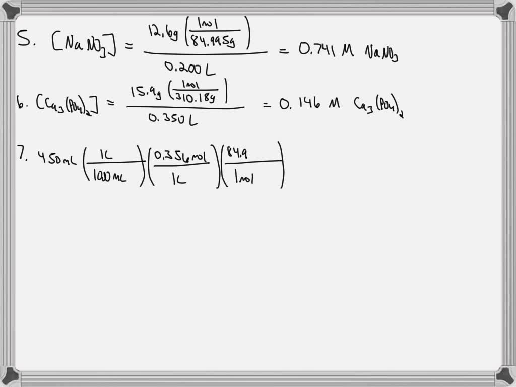 SOLVED: 5. Show the calculation of the molarity of a solution made by ...