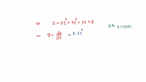the-displacement-of-a-particle-is-represented-by-the-following-equation-s-3t3-7t2-5t-8-where-s-is-in-metres-and-t-in-seconds-the-acceleration-of-the-particle-at-t-1s-is