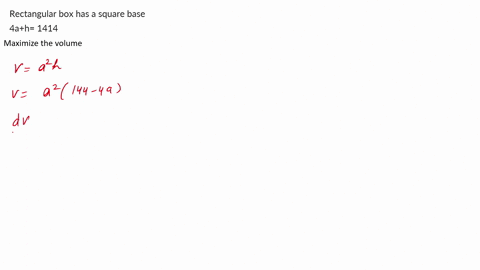 a-rectangular-box-has-a-square-base-if-the-sum-of-the-height-and-the-perimeter-of-the-square-base-is-1414-in-what-is-the-maximum-possible-volume-volume____in3-53853