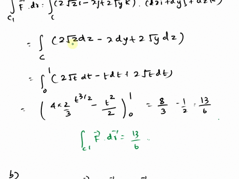 find-the-line-integral-of-f-2zi-xj-4y-k-from-000-to-111-over-each-of-the-following-paths-a-the-straight-line-path-c-rt-ti-tj-tk-0-t-1-b-the-curved-path-c2-rtti-t2jt4k-0-t1-000-111-110-17048