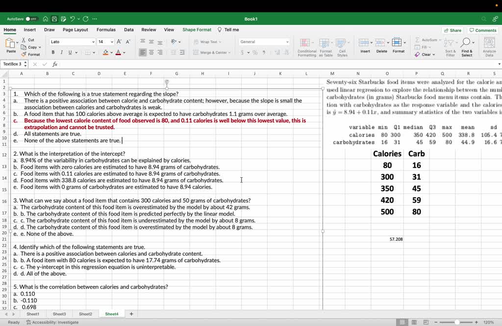 SOLVED Seventysix Starbucks food items were analyzed for the calorie