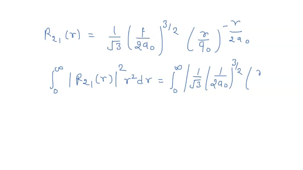 Show that the radial wave function R21 for n = 2 and ℓ = 1 is normalized.