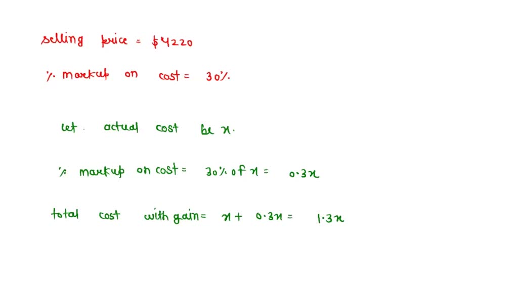 Selling price of office furniture at Staples 6,000.00 Percent markup on