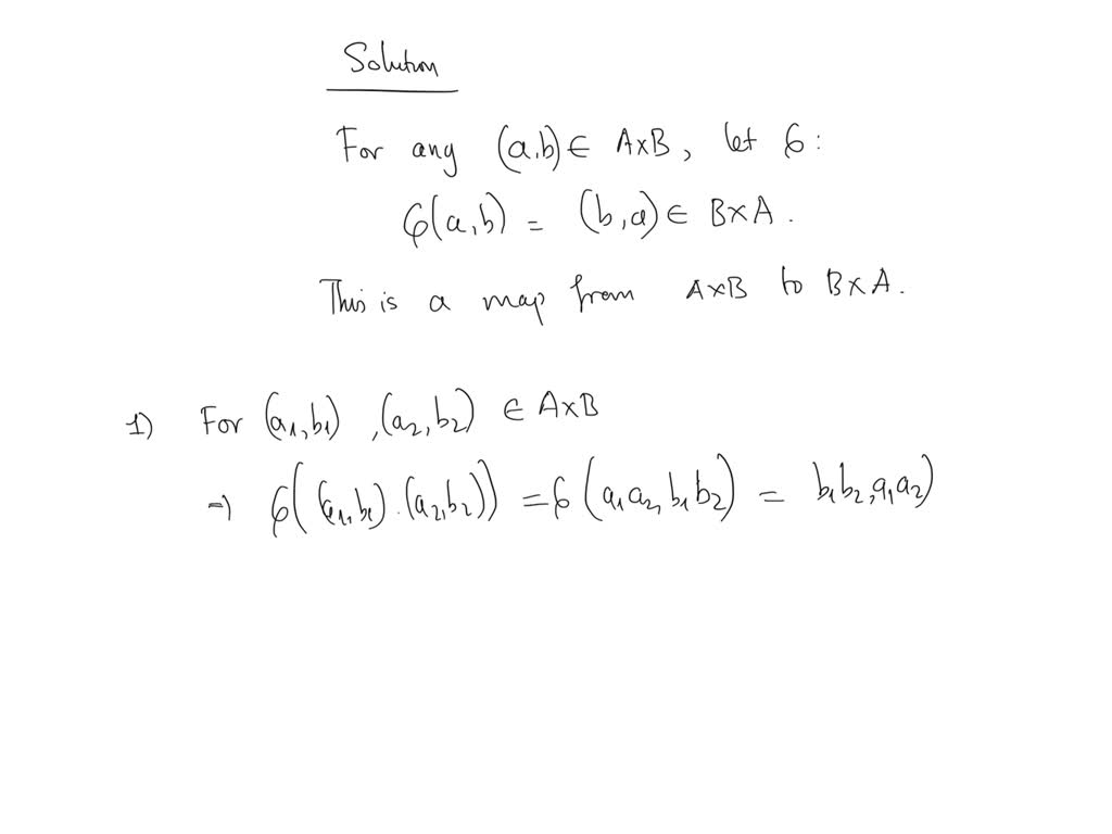 SOLVED: Let A And B Be Groups. Prove That A × B And B × A Are ...