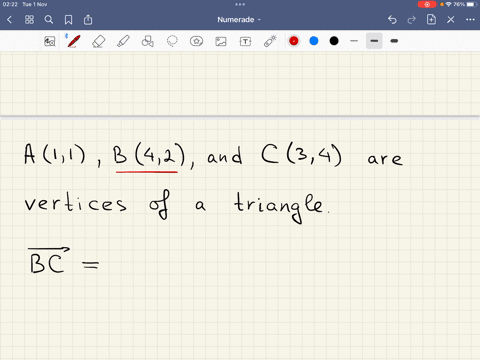 a-triangle-has-vertices-a1-1b42-and-c34-determine-the-position-vector-bc-and-write-your-answer-as-a-coordinate-answer-38315