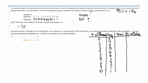 the-superintendent-of-a-large-school-district-having-once-had-a-course-in-probability-and-statistics-believes-that-the-number-of-teachers-absent-on-any-given-day-has-a-poisson-distribution-with-para-3