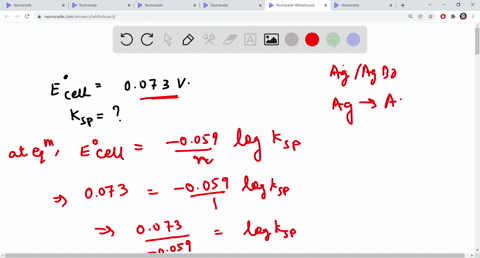 the-standard-potential-of-the-agagbr-electrode-is-0073v-calculate-the-solubility-product-of-agbr-20508