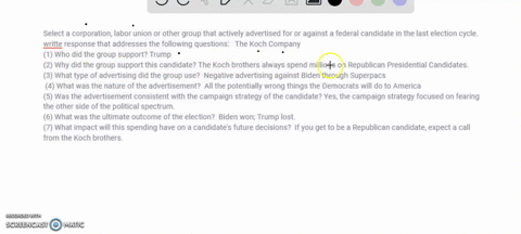 select-a-corporation-labor-union-or-other-group-that-actively-advertised-for-or-against-a-federal-candidate-in-the-last-election-cycle-writte-response-that-addresses-the-following-questions-80028