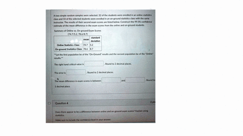 a-two-simple-random-samples-were-selected-32-of-the-students-were-enrolled-in-an-online-statistics-class-and-33-of-the-selected-students-were-enrolled-in-an-on-ground-statistics-class-with-t-66066