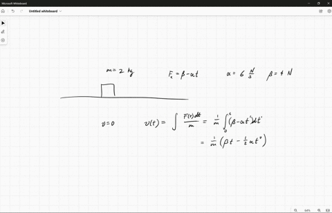 a-block-of-mass-200-kg-is-initially-at-rest-at-x0-on-a-slippery-horizontal-surface-for-which-there-is-no-friction-starting-at-time-t0-a-horizontal-force-fxtt-is-applied-to-the-block-where-60-34678