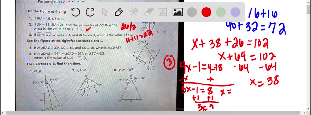 5 1 Additional Practice Perpendicular And Angle Bisectors Use The Figure At The Right For