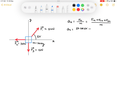 only-three-forces-act-on-the-mass-in-figure-12-below-if-the-magnitude-of-f1-50-n-fz-35-nand-f3-15-n-what-is-the-acceleration-magnitude-and-direction-of-the-mass-20-kg-500-087-ms-at-10908-abo-75274