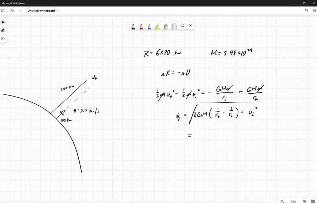 SOLVED A 150.0 kg rocket moving radially outward from Earth has a speed of 3.70 km/s when its