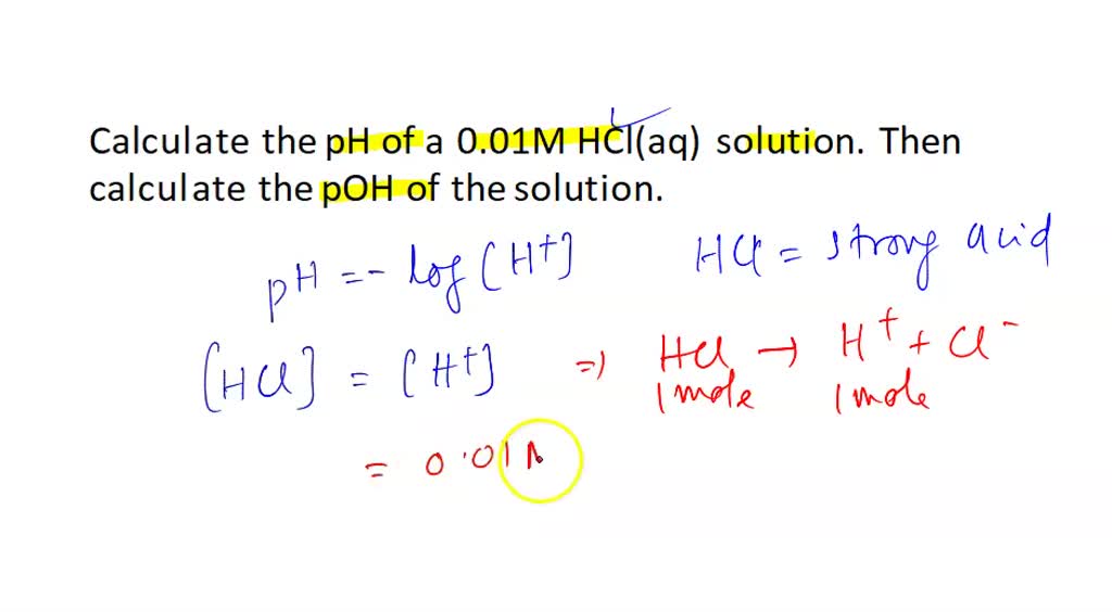 Solved Calculate The Ph Of A M Hcl Aq Solution Then Calculate