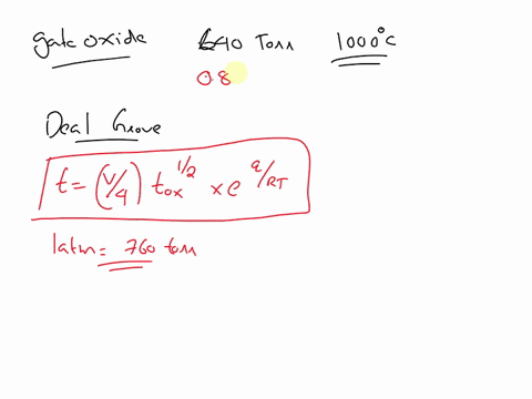 problem-9-a-gate-oxide-is-grown-in-640-torr-of-water-vapor-at-1000c-the-oxide-is-grown-on-a-bare-100-silicon-wafer-the-oxidation-time-is-2-minutes-a-assuming-the-tau-c-is-zero-use-the-deal-g-26524