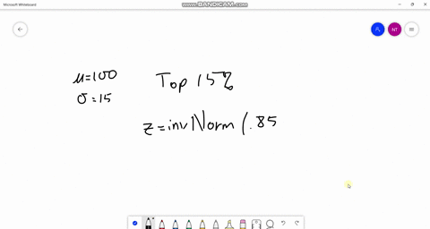 if-a-distribution-had-a-mean-score-of-100-and-a-standard-deviation-of-15-what-z-score-do-you-need-to-be-in-the-top-15-05276