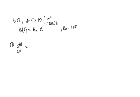 the-magnetic-field-in-the-figure-is-changing-in-strength-as-bt-bo-e-100-1-t-where-bo-13-t-determine-the-magnitude-of-the-induced-emf-in-volts-at-t-0-on-the-pictured-loop-of-area-sx10-2-m2-94542