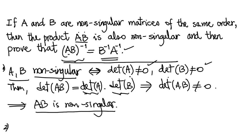 SOLVED: If A And B Are Non-singular Matrices Of The Same Order, Then ...