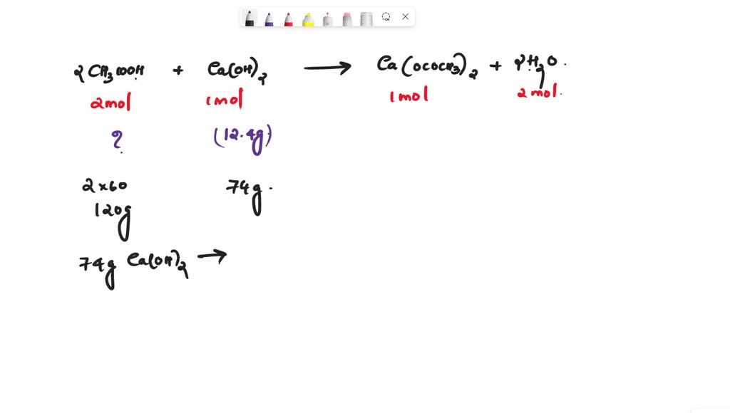 SOLVED The reaction of acetic acid, CH3CO2H, with calcium hydroxide