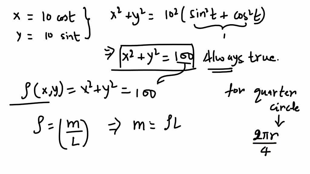 Solved Point Compute The Total Mass Of A Wire Bent In A Quarter Circle With Parametric 