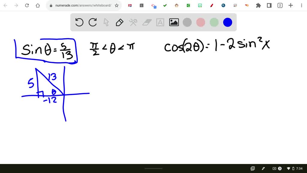 SOLVED: Determine the values of heta if -pi