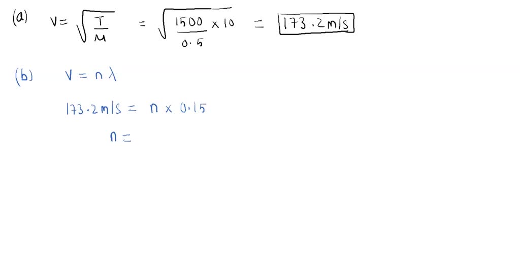 SOLVED: A tension of 1500N is applied to a 0.5kg wire that is 10m long ...