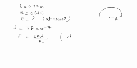 consider-a-thin-insulating-rod-of-length-047-m-with-charge-067-c-the-change-is-distributed-uniformly-and-the-rod-is-bent-into-a-shape-of-a-semicircle-find-the-magnitude-of-the-electric-field-68914