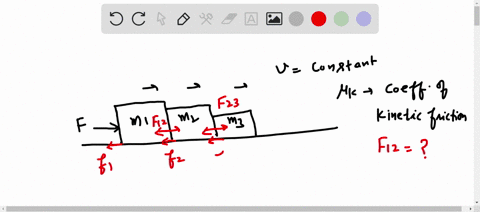 three-blocks-m1-m2-and-m3-are-sliding-at-a-constant-velocity-across-a-rough-surface-as-shown-in-the-diagram-above-the-coefficient-of-kinetic-friction-between-each-block-and-the-surface-is-wh-79198