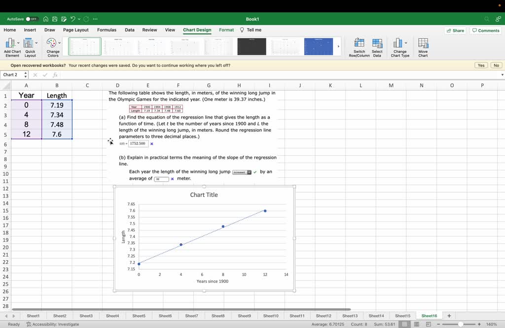 SOLVED The following table shows the length, in meters, of the winning