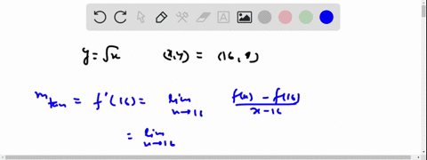 to-write-the-equation-of-the-line-tangent-to-the-curve-y-at-the-point-xy-16-4-we-will-need-the-slope-of-that-tangent-line-and-a-point-on-the-tangent-line-use-the-limit-definition-of-derivati-38975