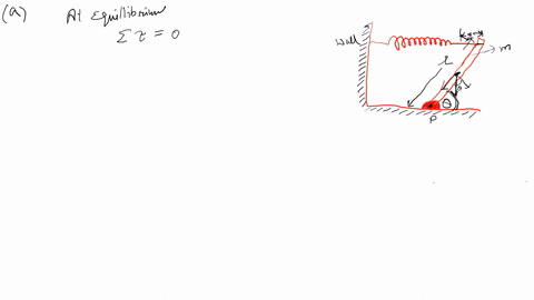 6a-uniform-beam-of-mass-m-pivoted-at-its-lower-end-with-horizontal-spring-attached-between-its-top-end-and-vertical-wall-the-beam-makes-an-angle-owith-the-horizontal-find-expressions-for-a-t-50254