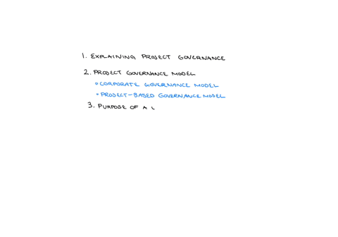 1-explain-project-governance-2-summarise-two-project-governance-models-and-explain-one-advantage-and-disadvantage-of-each-3-describe-the-purpose-of-a-work-breakdown-structure-and-the-key-ste-83407