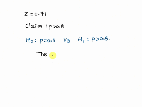 he-test-statistic-of-z071-is-obtained-when-testing-the-claim-that-p05-a-identify-the-hypothesis-test-as-being-two-tailed-left-tailed-or-right-tailed-b-find-the-p-value-c-using-a-significance-68338