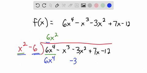 find-the-quotient-and-remainder-if-fx-is-divided-by-pxfx-6x4-x3-3x2-7x-12-px-x2-6quotient-remainder-71096
