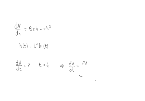 if-a-spherical-tank-of-radius-4-feet-has-h-feet-of-water-present-in-the-tank-then-the-volume-of-water-in-the-tank-is-given-by-the-function-vh-and-dvdh8h-h2note-you-are-given-an-equation-for-60896
