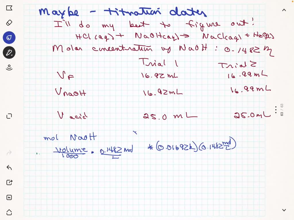 SOLVED Data Sheet Balanced chemical equation HCl(aq) + NaOH(aq) â