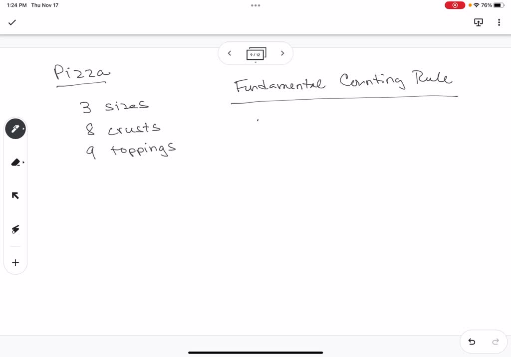 SOLVED A pizza place has pizzas in 3 different sizes, with 8 different