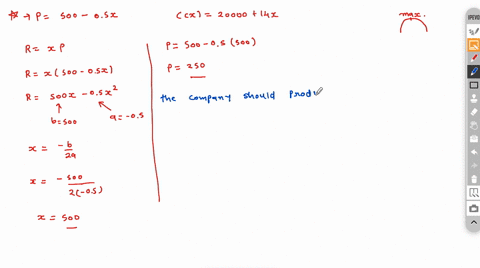 a-company-manufactures-and-sells-x-cellphones-per-week-the-weekly-price-demand-and-cost-equations-are-given-below-p-500-05x-and-cx-20000-140x-what-price-should-the-company-charge-for-the-pho-37379