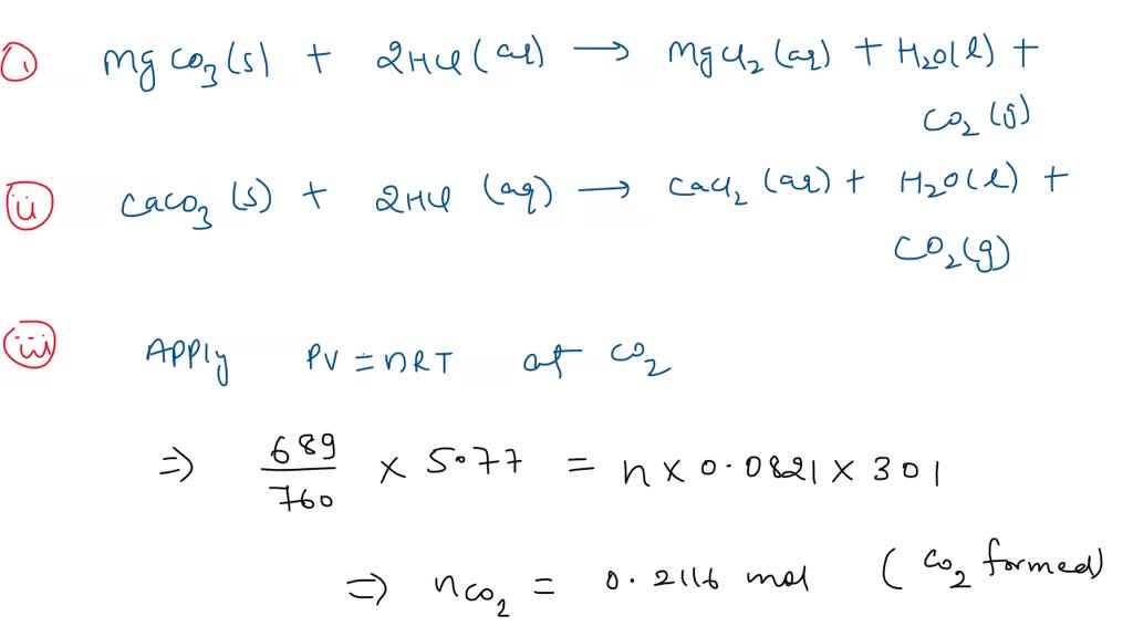 SOLVED A 18.9 g sample of a micture of magensium carbonate and calcium carbonate is treated