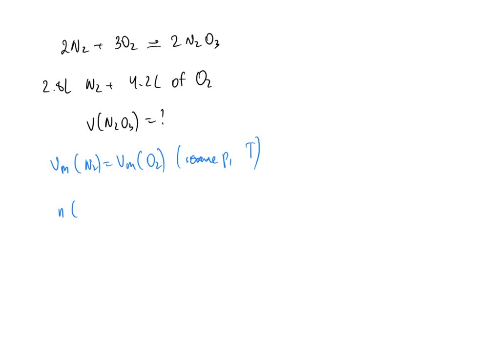 SOLVED Nitrogen and oxygen gases react to form dinitrogen trioxide gas